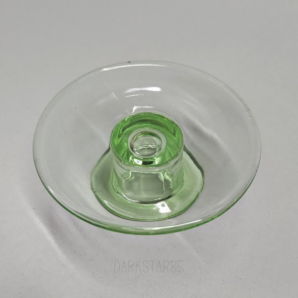Vintage Green Uranium Glass Single Candle Holder - Picture 5 of 8